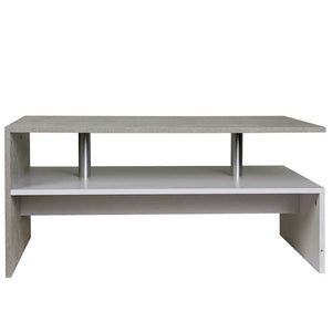 Tavolino Divano Salotto Rettangolare Design Moderno Legno MDF 2 Ripiani Bianco