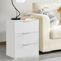 Comodino Mobiletto Cassettiera 3 Cassetti Design Moderno in legno MDF Bianco
