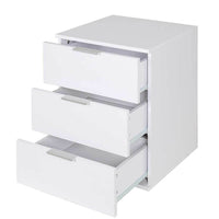 Comodino Mobiletto Cassettiera 3 Cassetti Design Moderno in legno MDF Bianco