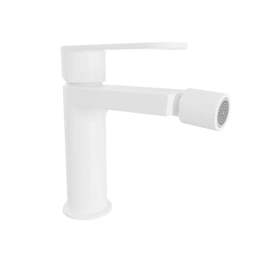 Coppia miscelatori lavabo 16cm e bidet bianco opaco senza scarico | Margot