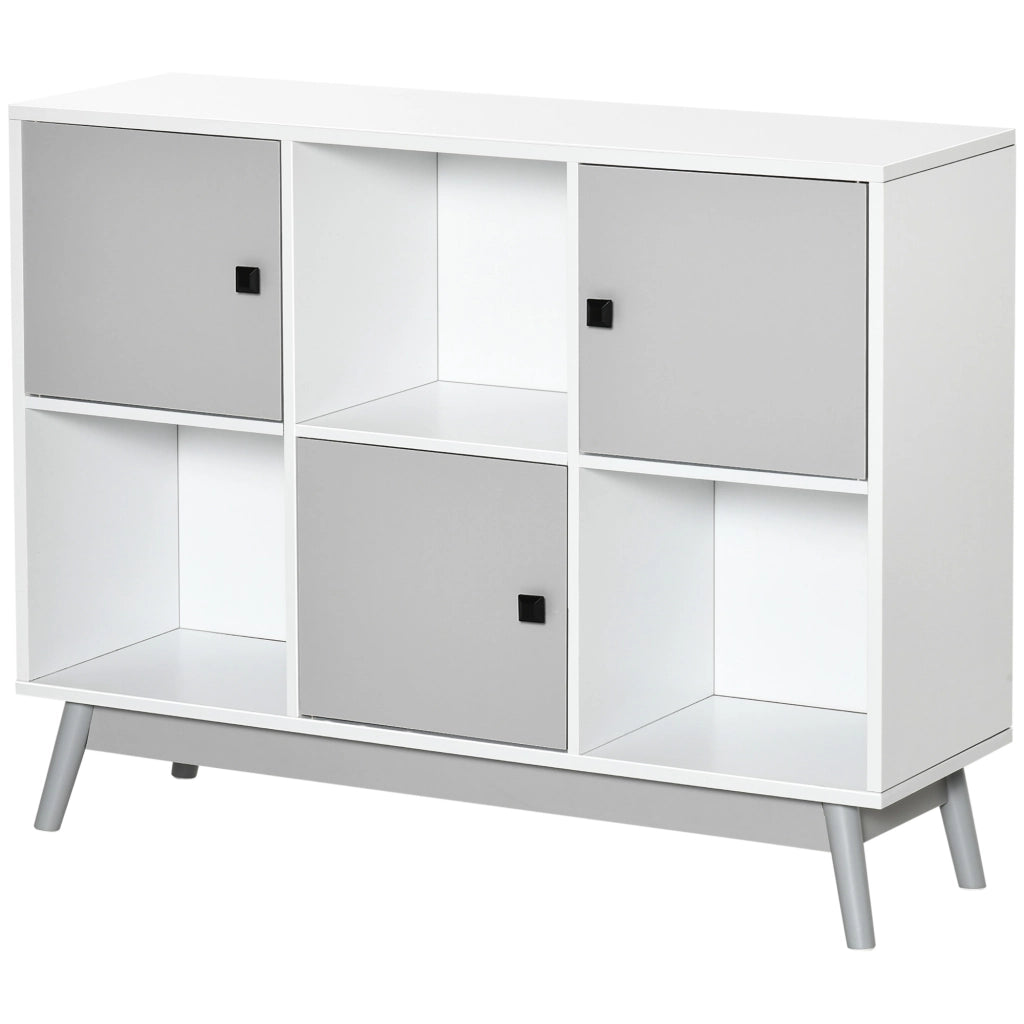 Cassettiera a 3 ante con ripiani aperti ¨C zephmum ¨C 96x30x75 cm bianco grigio