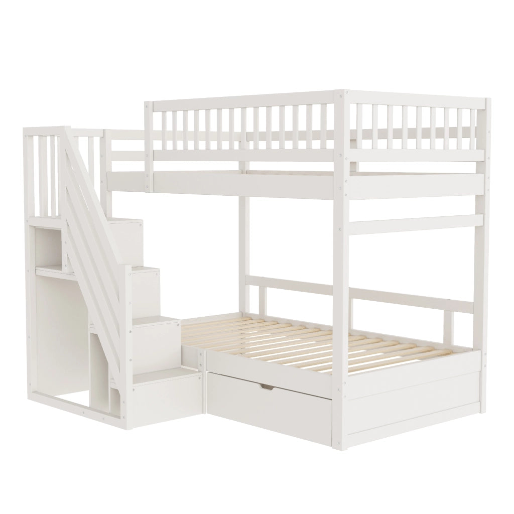 Letto a castello funzione contenitore legno bianco 90x200 cm