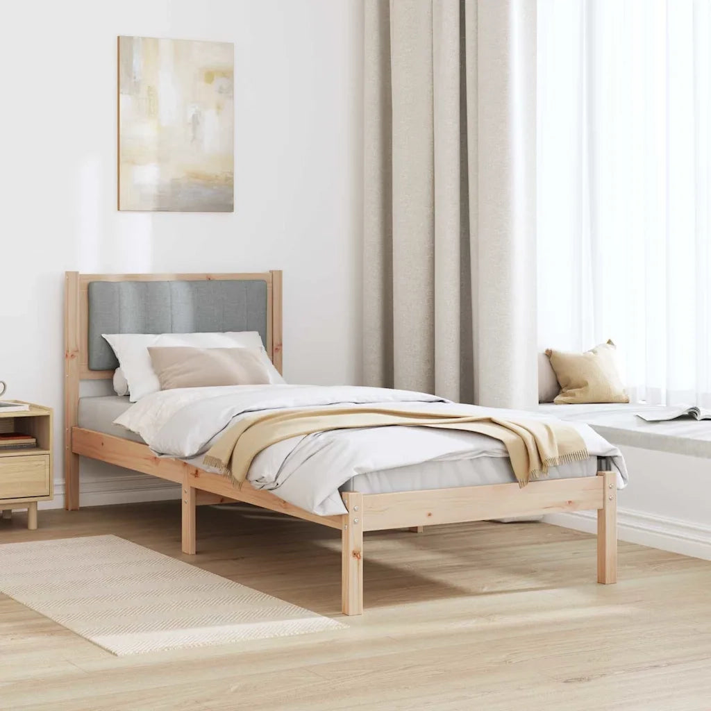 Letto con Testiera Rivestita Grigio chiaro 75 x 190 cm