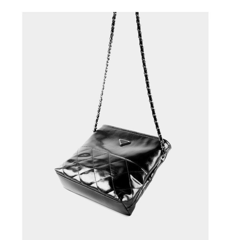 Borsa a tracolla da donna in vera pelle, borsa tote in pelle nera