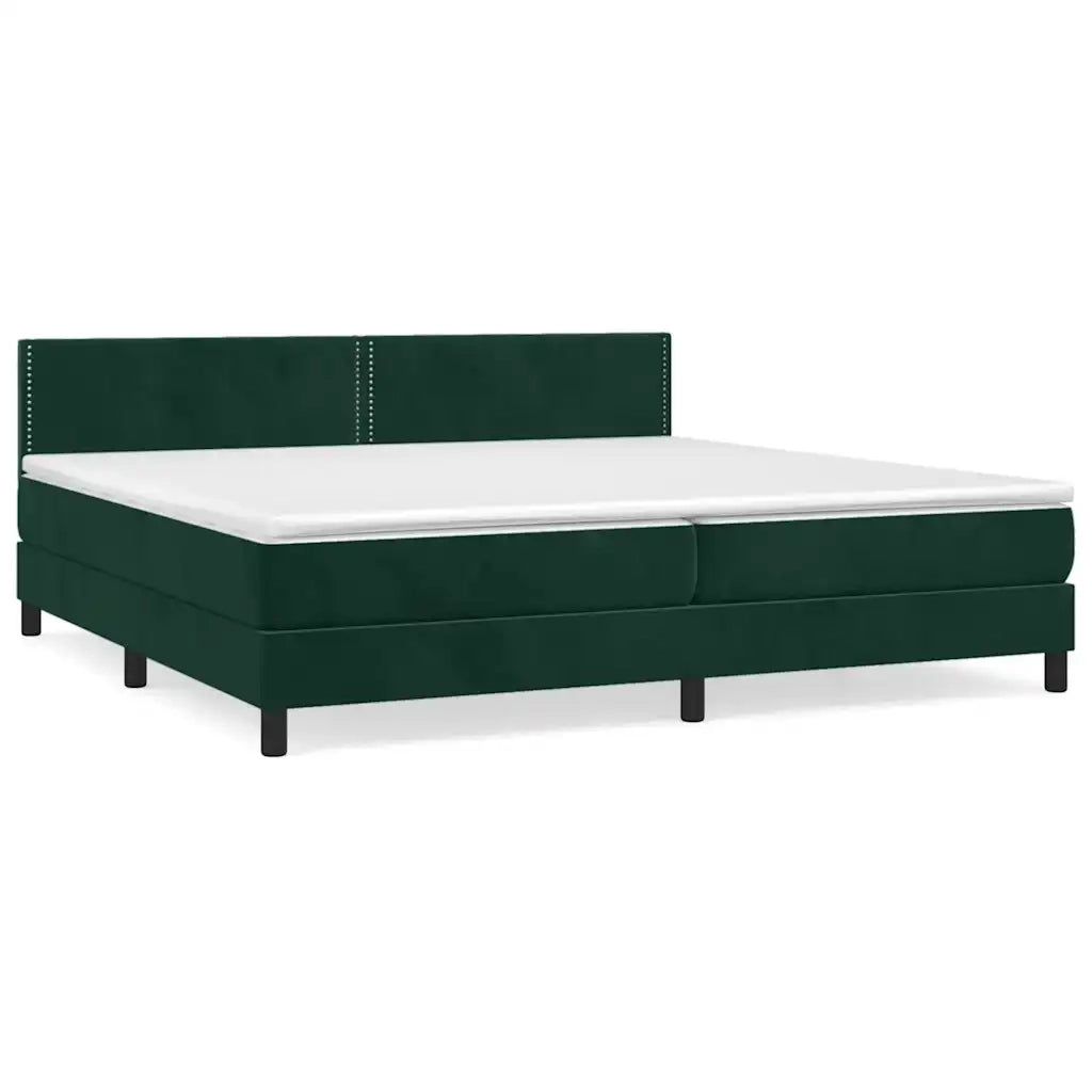 Giroletto a Molle con Materasso Verde Scuro 200x200 cm Velluto cod mxl 58011