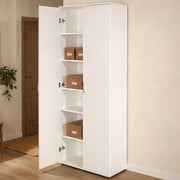 Pazzano, Armadio Multiuso 2 Ante 5 Ripiani, 70x189h cm Bianco