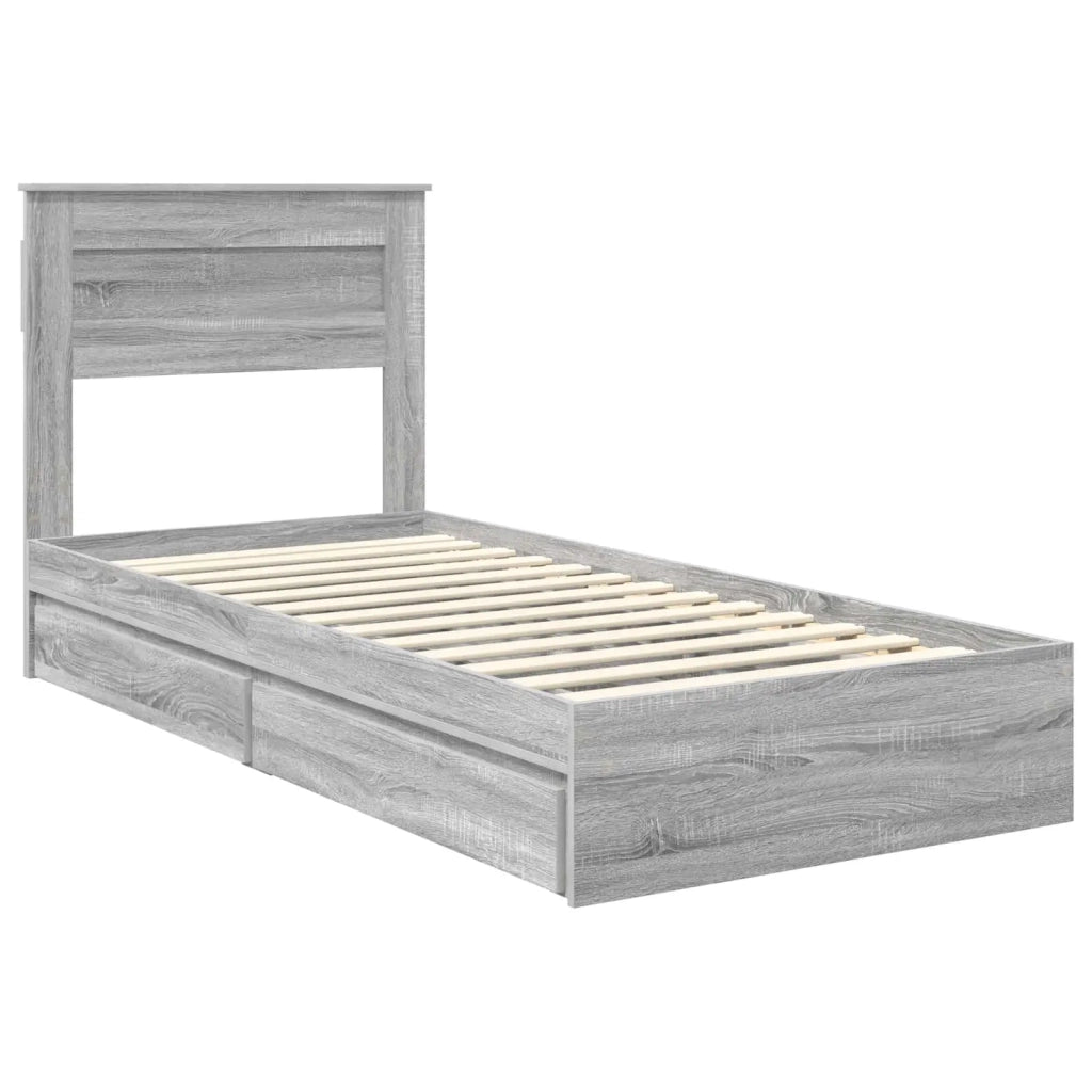 Letto con Contenitore con testiera Grigio Sonoma 75 x 190 cm