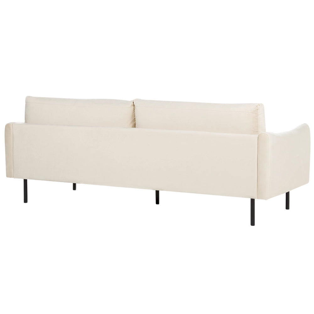 Divano moderno in velluto beige chiaro a 3 posti con Gambe nere Stile Retrò Moderno