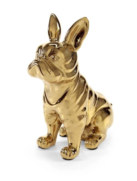 Decorazione Casa Scultura Cane Bulldog Oro 24 x 12 x 30 cm