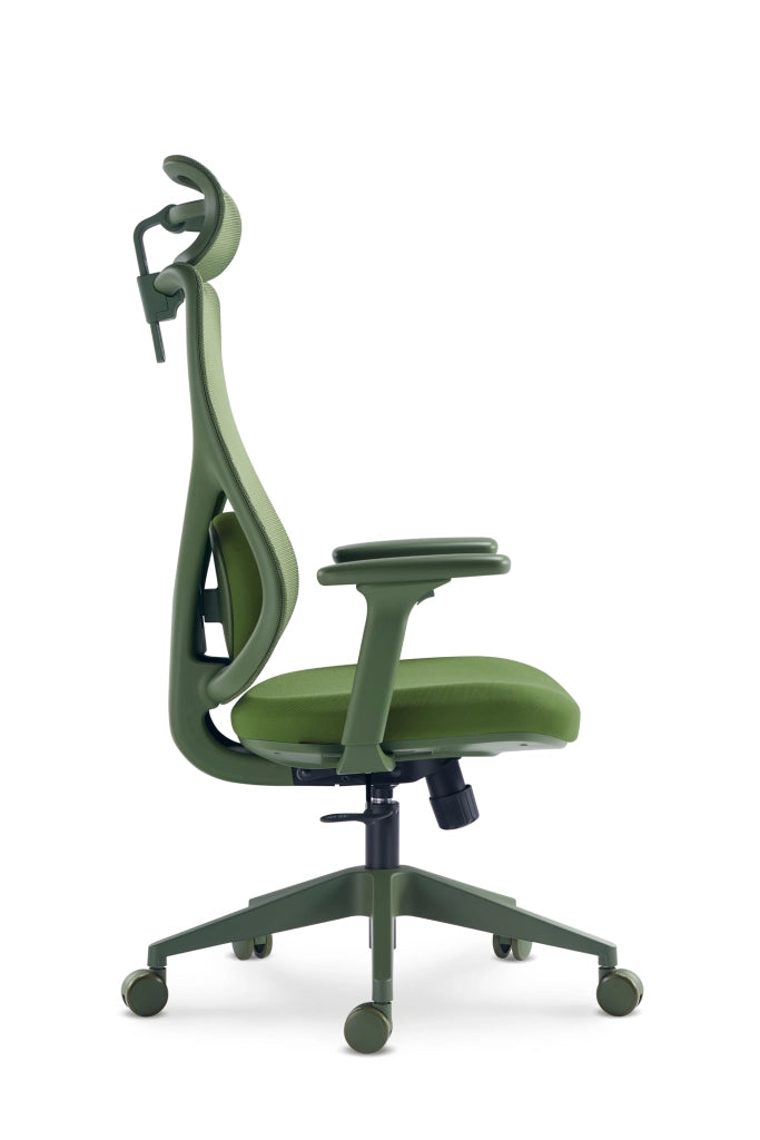 Sedia studio Hispanohogar altezza regolabile in tessuto verde