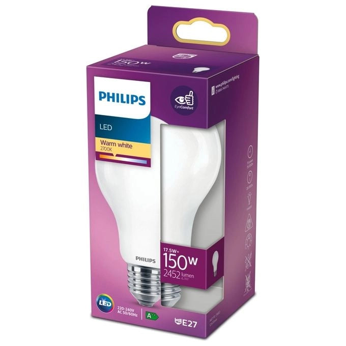 Philips 93031 Lampadina LED Goccia A67 E27 17.5W 2452 lm 2700K Classe D 15000h colore Bianco Caldo