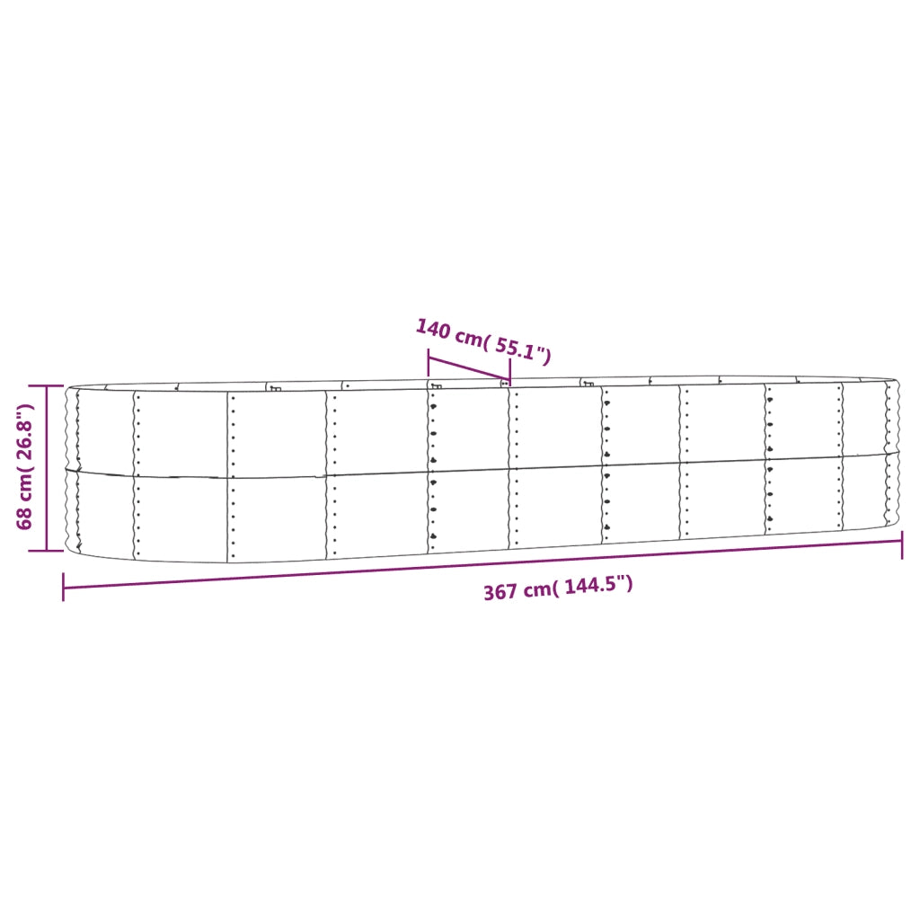 Letto Giardino Acciaio Zincato 367x140x68 cm Marrone 319105