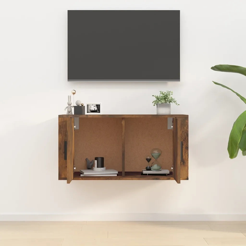 Mobile Porta TV a Parete-Mobile per TV-Credenza TV rovere fumo 80x34,5x40 cm