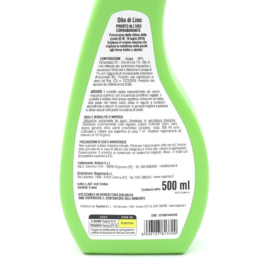 OLIO VEGETALE DI LINO IN CONFEZIONE TRIGGER DA 500 ML