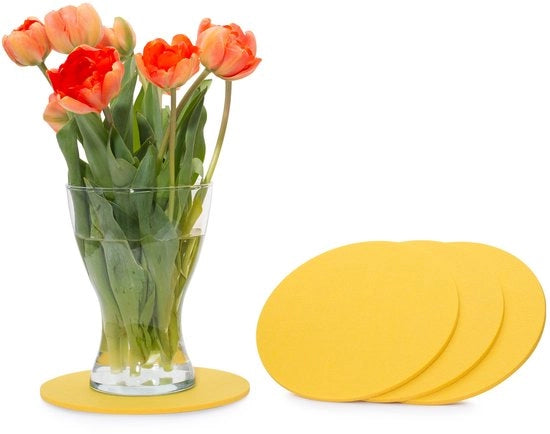 Sottopanchine in veltro di circa 25cm confezione da 4 (colore selezionabile) giallo - sottopanchine in veltro per tavolo e bar come sottopanchine per bicchieri e bicchieri per vetro e vetro.