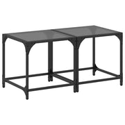 2 pz Tavolini da salotto | Tavolino da caff¨¨ | Tavolino da Soggiorno con Piano Vetro Nero 40x40x40cm Acciaio