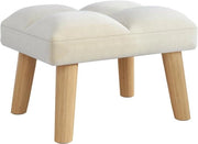 Sedia a Piedi in Legno con Piuma in Velluto per Salotto Camera da Letto, Beige - 40 x 30 x 27 cm HBD032M
