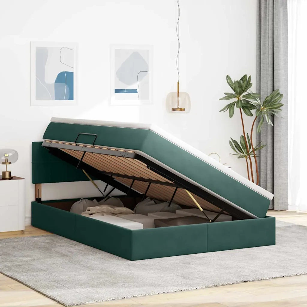 Letto con Contenitore Verde Scuro 140 x 200 cm Velluto 3370764