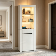 Vetrina moderna con LED; 60 x 35;5 x 165 cm; in truciolare bianco