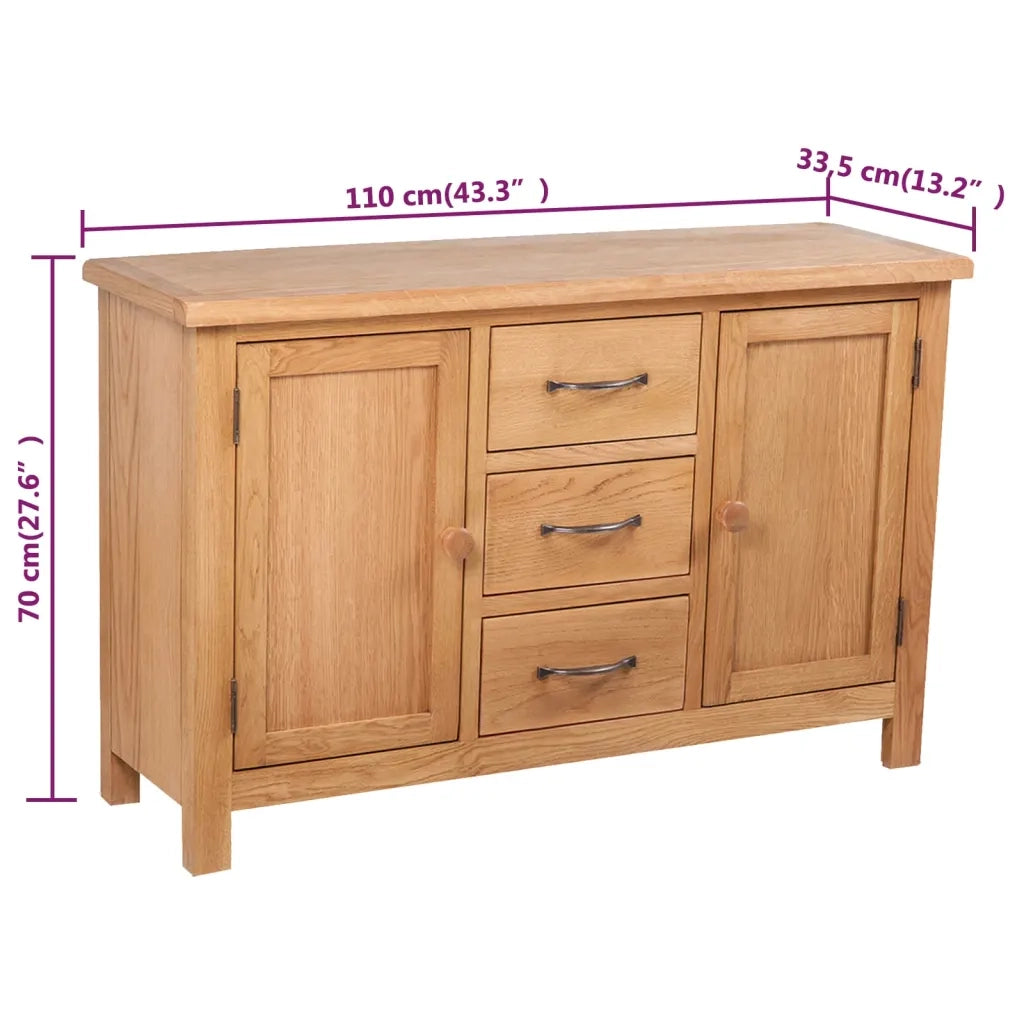 Credenza con 3 Cassetti 110x33,5x70 cm in Massello di Rovere 241677