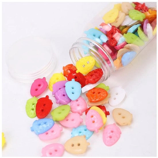 Confezione di 100 pezzi di bottoni in plastica colorati - Bottoni per cucire - Materiale per hobby per bambini - Decorazioni per scrapbooking - Materiale in resina plastica