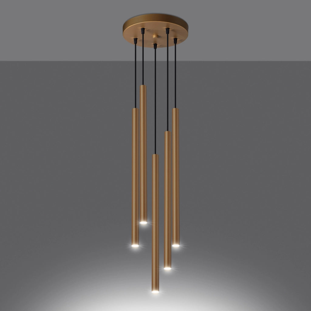 Lampada da soffitto in acciaio dorato a 5 luci verde oceano PATELO, design moderno