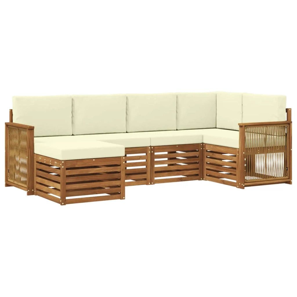Set divano sezionale con cuscino 5 pcs Naturale e Crema 3384566