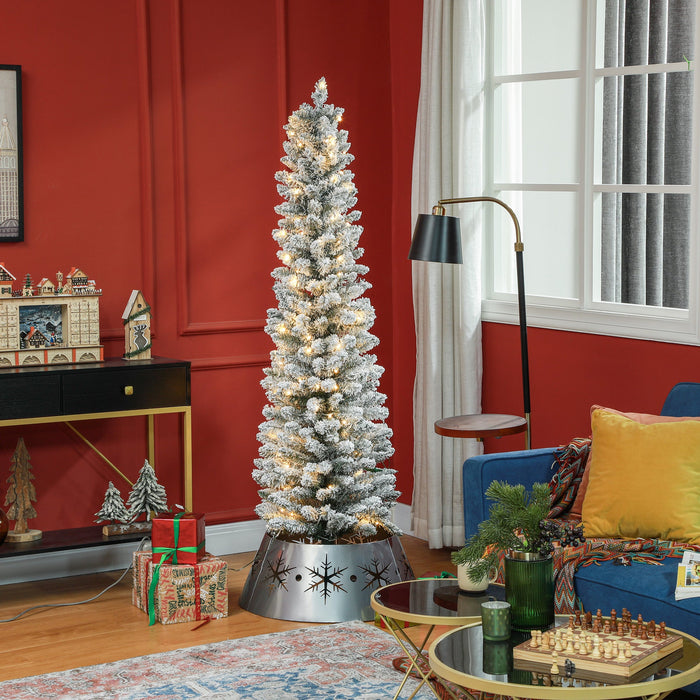 Albero di Natale Artificiale Innevato 180 cm 329 Rami e Luci LED Bianco Caldo Verde