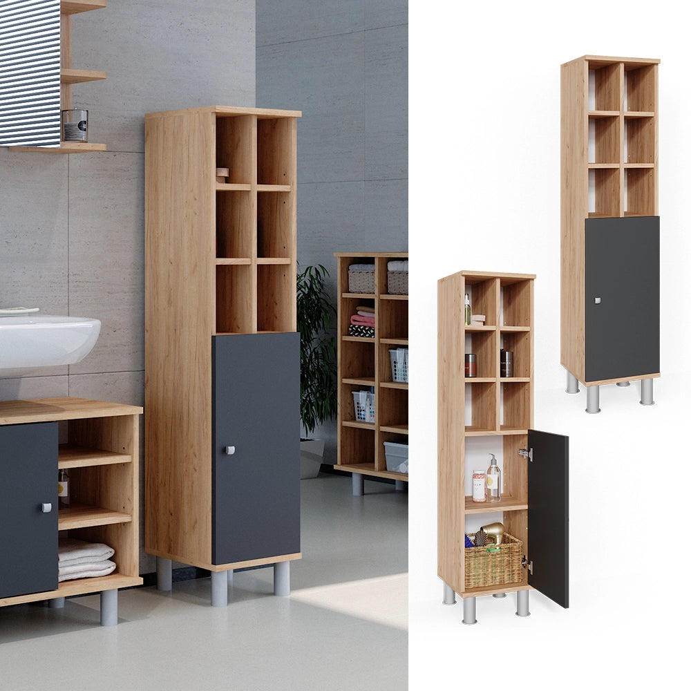 Mobiletto bagno Fynn Antracite 30 x 130.6 cm porta grande Vicco