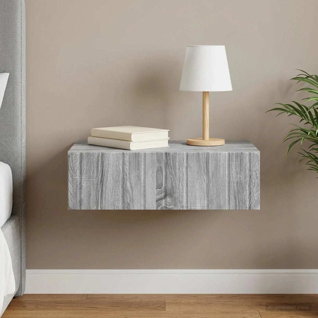 Tavolino da Parete Laterale Grigio Sonoma 59 x 34,5 x 17 cm 898321