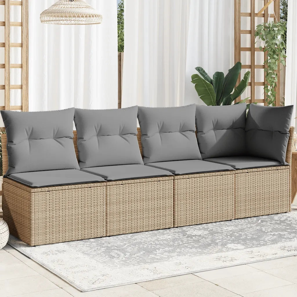 Divano da Giardino con Cuscini a 4 Posti Beige in Polyrattancod mxl 111109