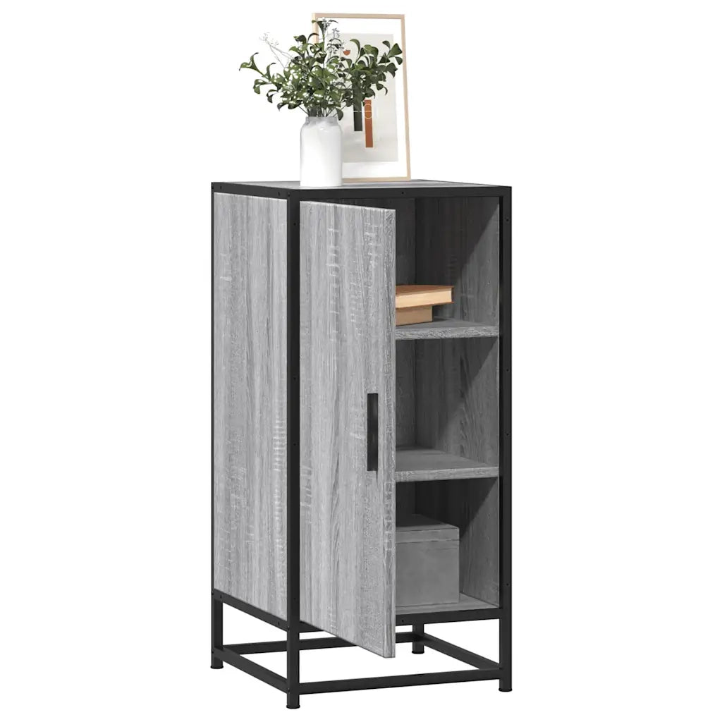 Credenza Grigio Sonoma 35,5x35x76 cm in Truciolato e Metallo 848942