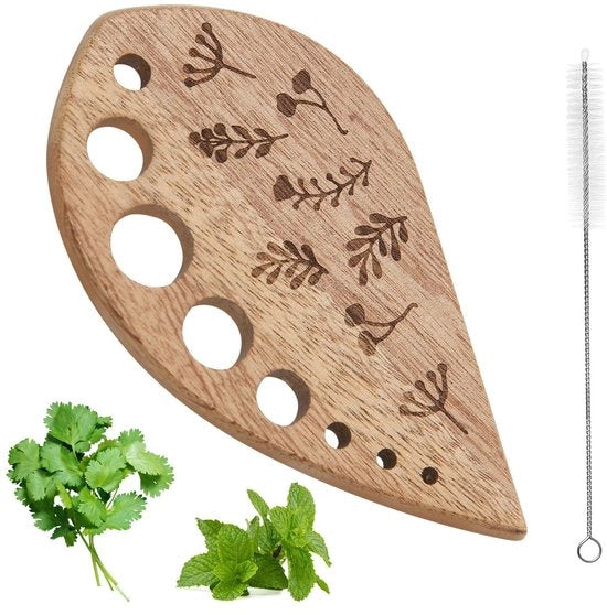 Strumento per schiacciare le verdure in legno - Scuotitore di spezie in legno - Spazzola per pulizia - Accessorio da cucina - Regalo - Materiale di alta qualità in noce nero - Schiacciatore per verdure