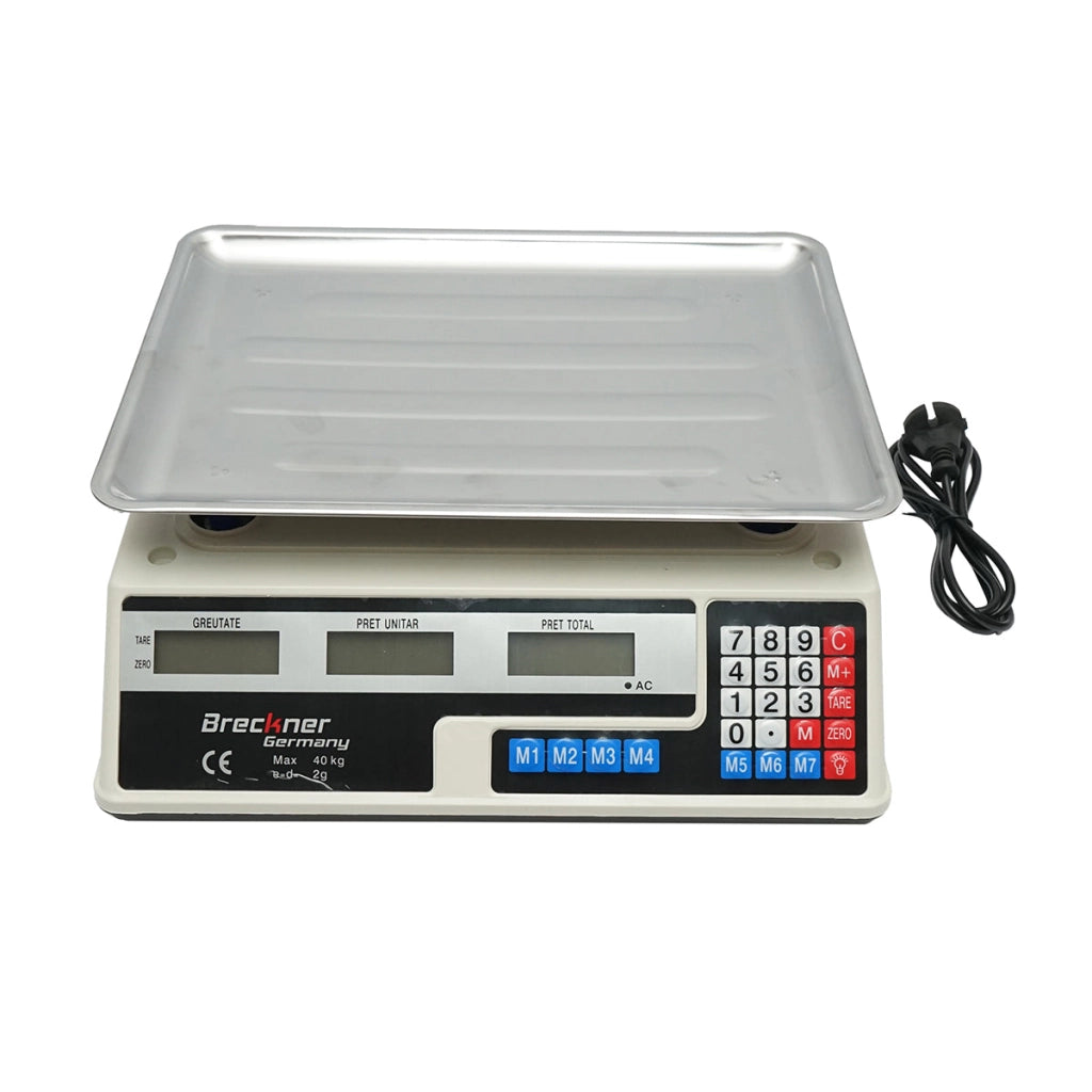 Bilancia elettronica con schermo LCD, portata 40 Kg con batteria da 4V Breckner Germany
