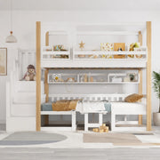 Letto a soppalco bambini 90x200 cm bianco e naturale