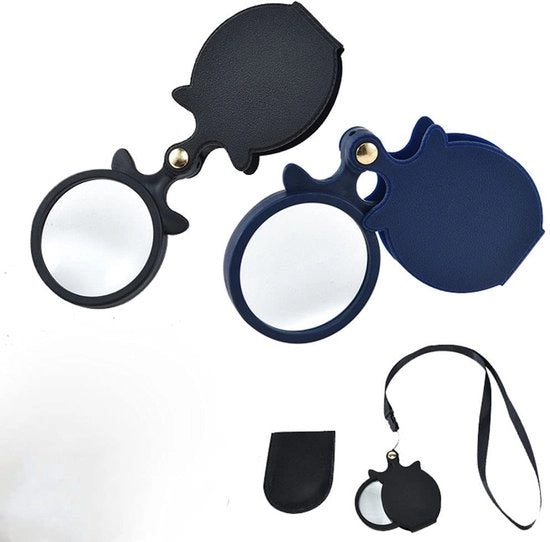 Mini-Vergrootglas Portatile 10-Volta 60 mm - 2 x Mini Lozione con Lenti in Vetro - Materiali: Resina, ABS e Vetro - Dimensioni Ripiegabili - 10x Vergogna