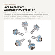 Connettori a Barb 6 pezzi - G1/4 viti a vite - Raffreddamento acqua - Acciaio inossidabile/Coppo - Compatti/Flessibili - Superficie cromata - Connettori di raffreddamento acqua
