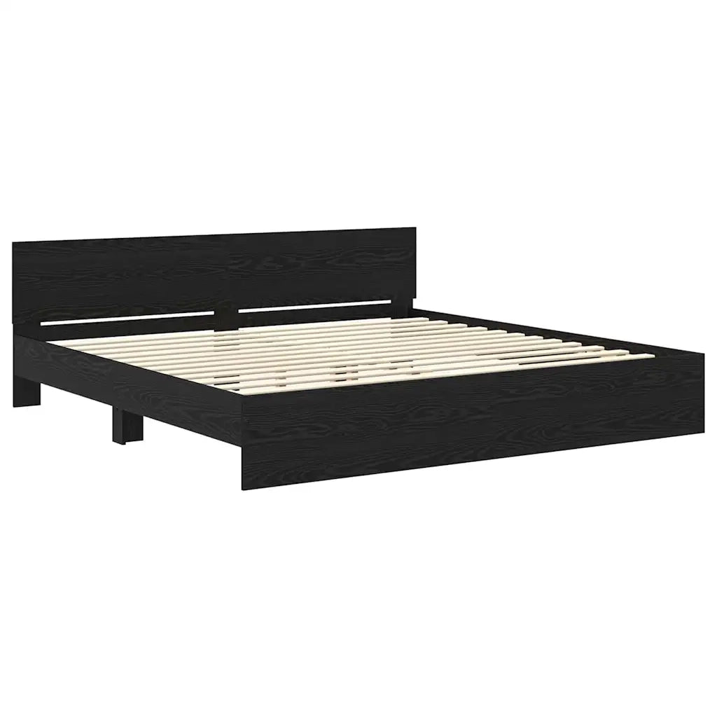 Struttura del letto Rovere Nero 180 x 200 cm Legno multistrato