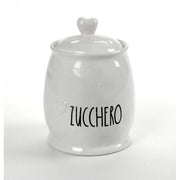Barattolo Contenitore da Cucina in Ceramica Bianca Cuore Zucchero 17 cm