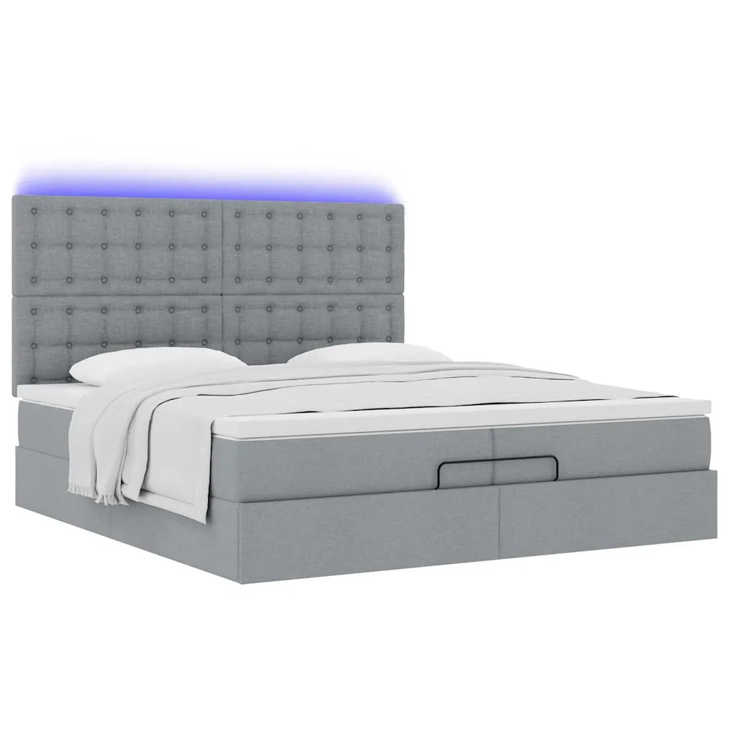 Struttura Letto Pouf con Materassi 200x200 cm in Tessuto 3314197