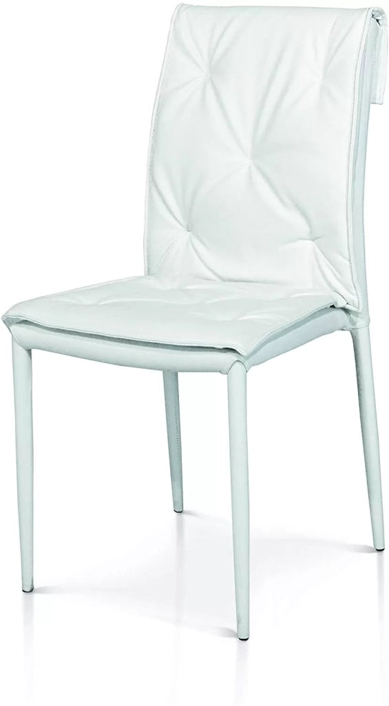 Set 4 sedie ecopelle trapuntate colore bianco 44x41 h.91