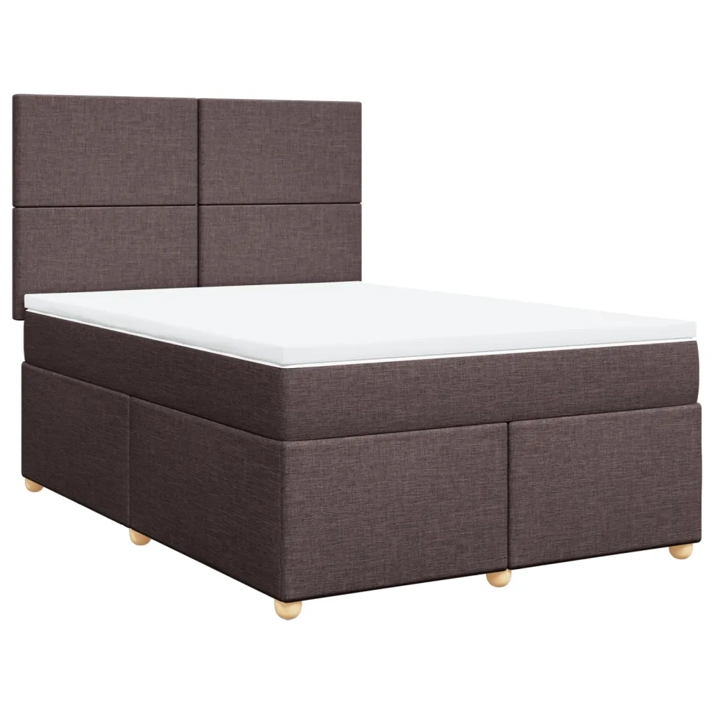 Giroletto a Molle con Materasso Marrone Scuro 140x190cm Tessuto