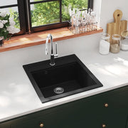 Lavello da Cucina in Granito Vasca Singola-Lavandino-Lavabo Nero 472783