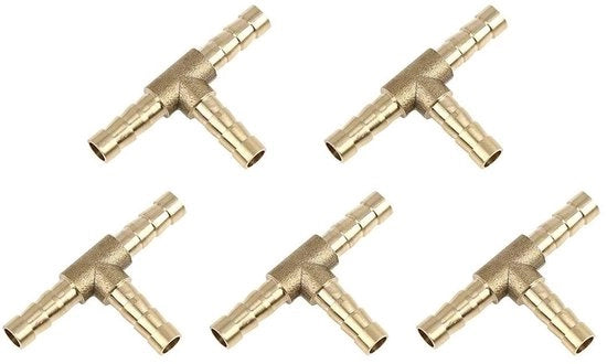 Connettori a T di raccordo 3 vie in ottone - 5 pezzi - Corrosione resistente