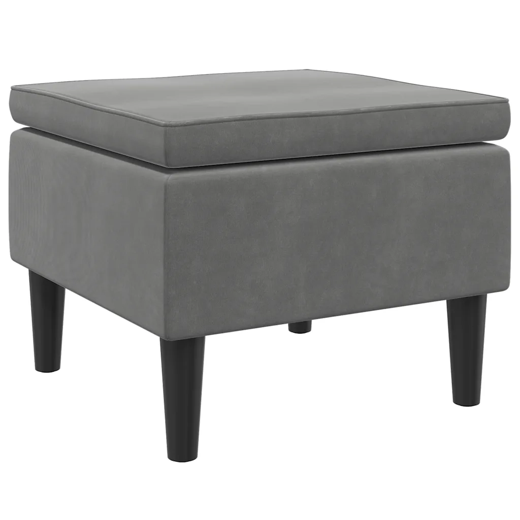 Poggiapiedi con Gambe in Legno Grigio Scuro in Velluto 329437