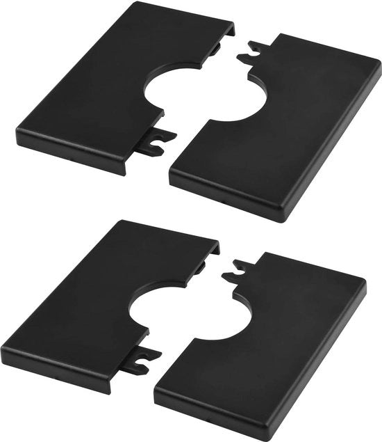 Hoezen per tubo 2 pezzi - ABS plastica - piastre a rosace quadrata - coperture di protezione tubolare autoadesive - decorazioni per doccia - diametro 28 mm - decorazione di tubo - nero