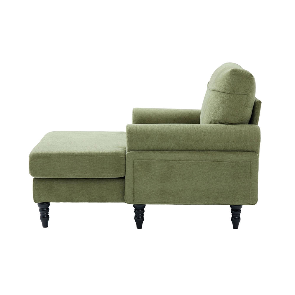 Chaise longue minimalista - Xylo - Tissuto chenille con tasche laterali