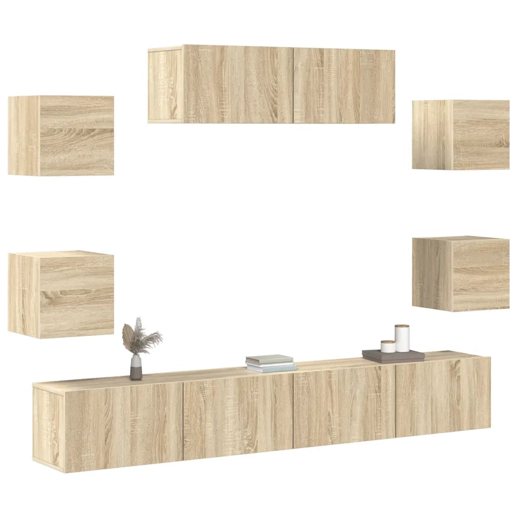Set di Mobili Porta TV 7 pz Rovere Sonoma in Legno Multistrato cod mxl 67329