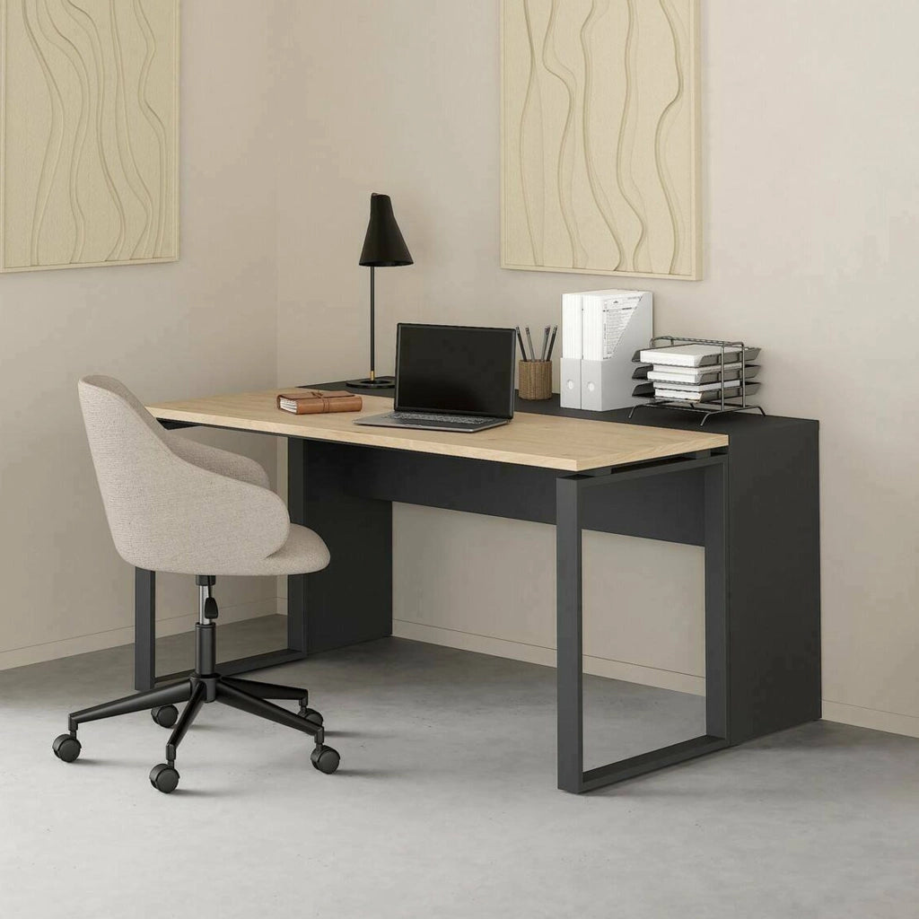 Timothee, Scrivania Materiale Piano in Legno Nobilitato, 150x100x76h cm Marrone Rovere
