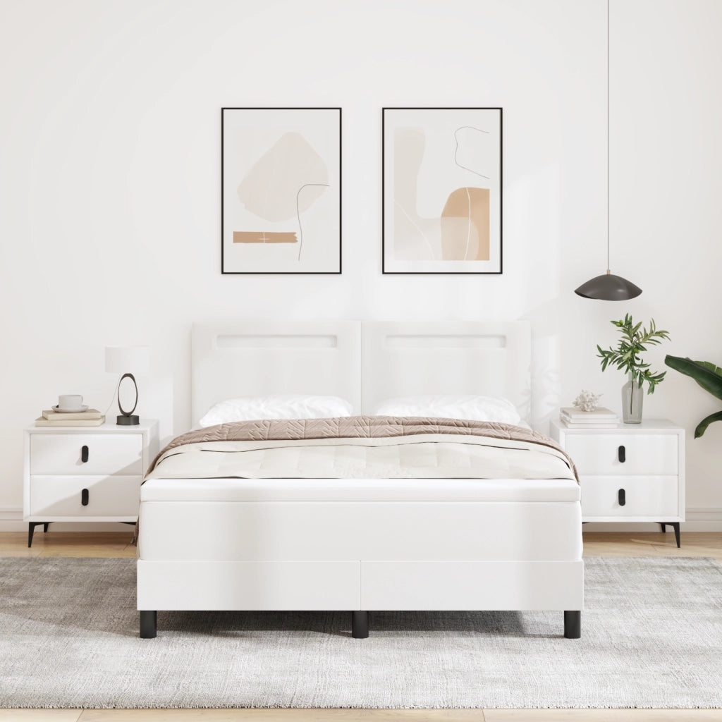 Letto a molle con materasso bianco 160x200 cm in finta pelle